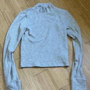 Gray mockneck waffle knit top